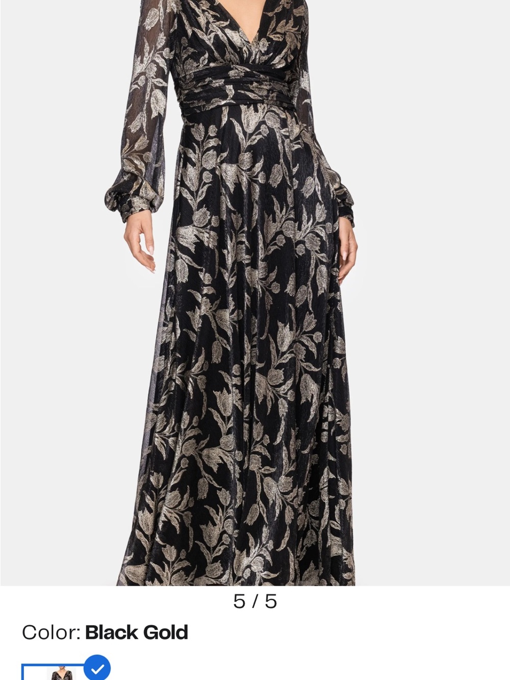 Betsy & Adam Black and Gold Floral Long-Sleeve Dress - Picture 9 of 11
